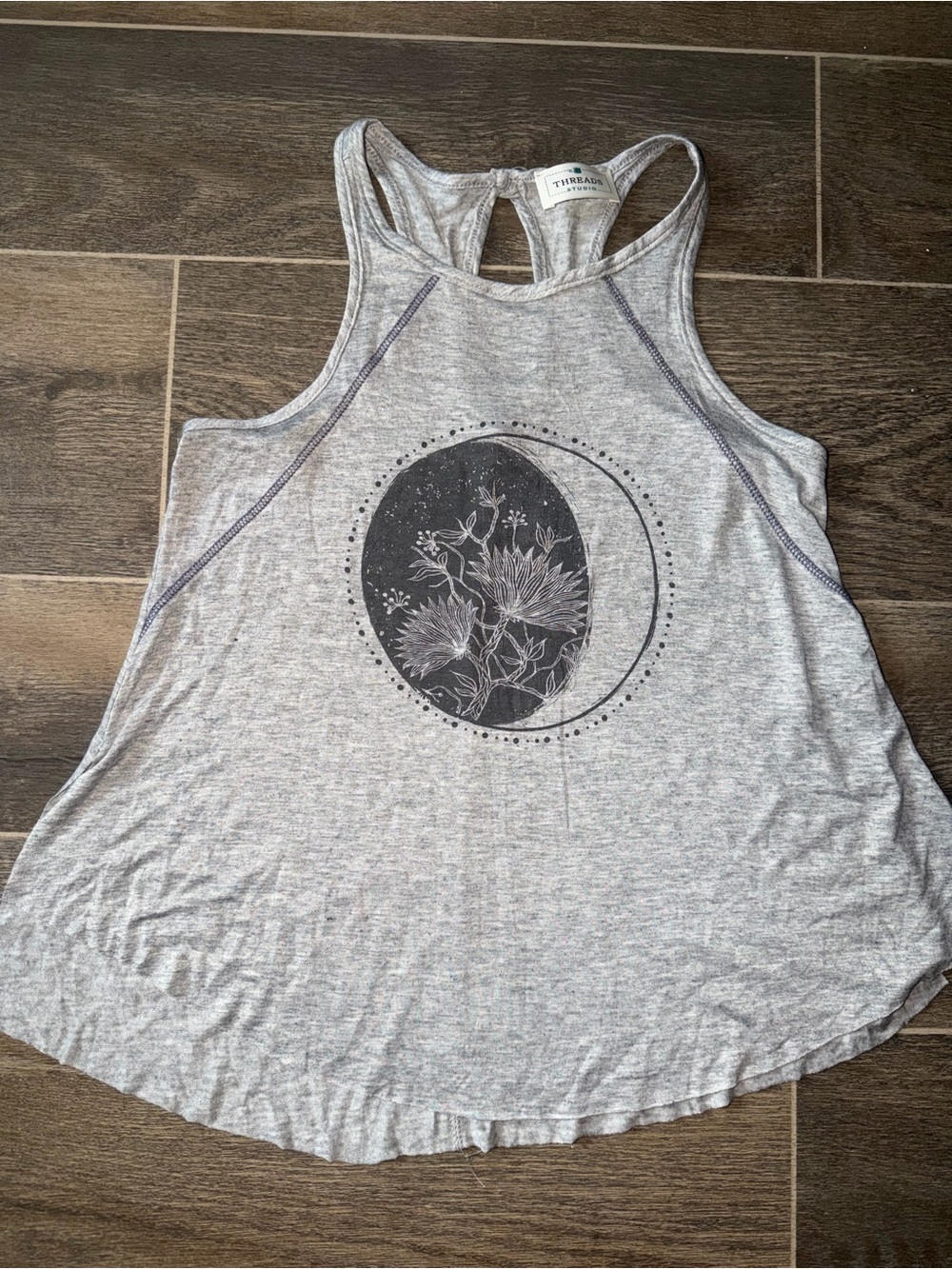 Heather Gray Floral Moon Racerback Tank Top